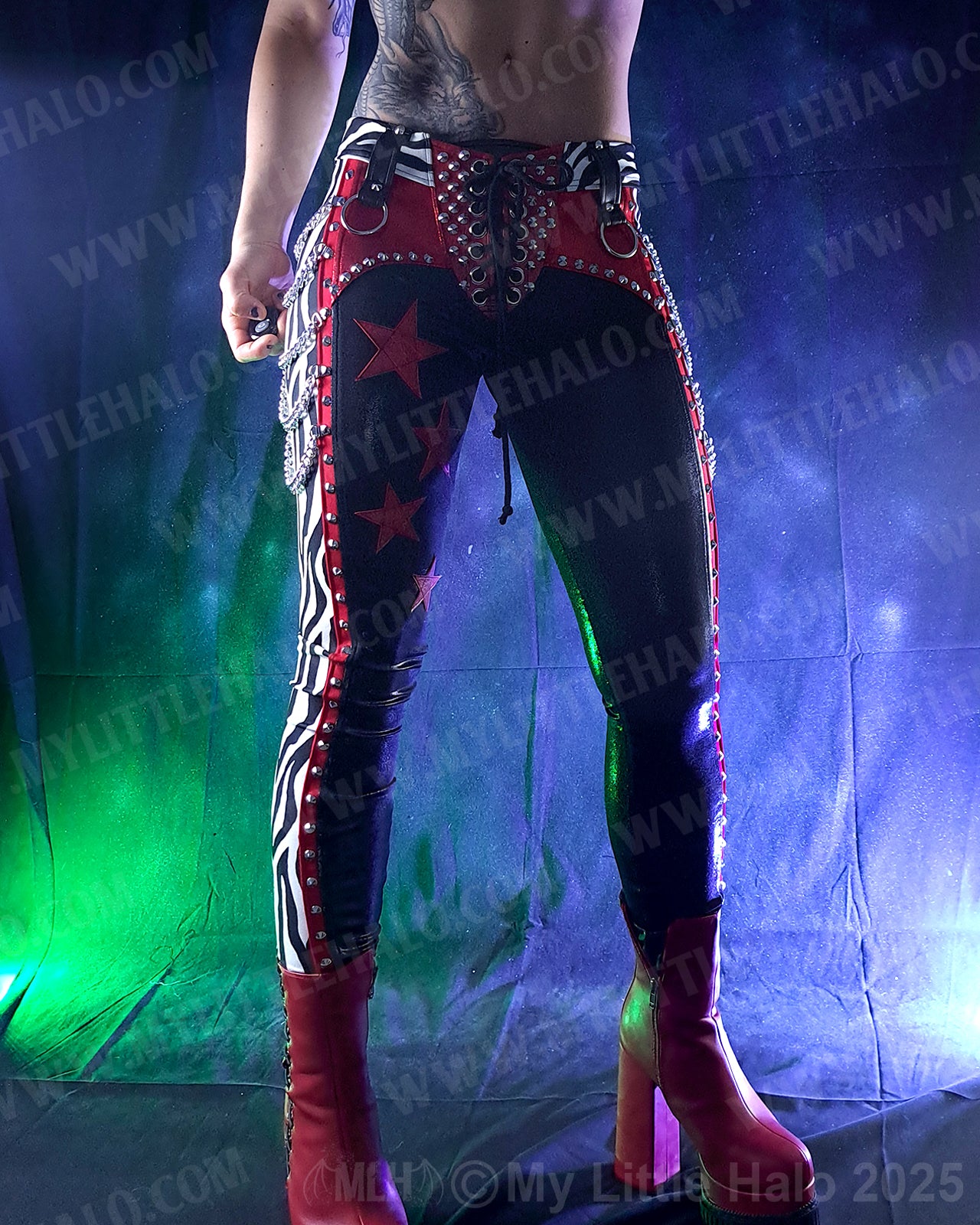#5 Red, Black & Zebra Print Star & Chain Skinnies