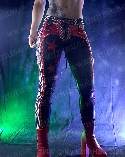 #5 Red, Black & Zebra Print Star & Chain Skinnies