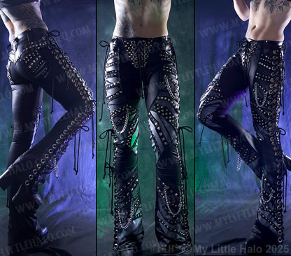 #5 Silver/Black Hombre Lace up Rivet Flares