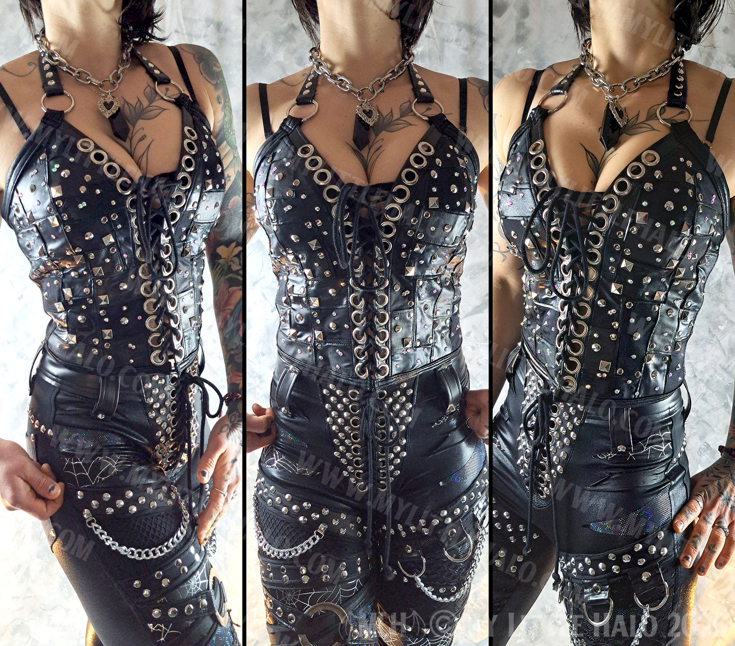 Studs & Rhinestones Patchwork Bustier #5