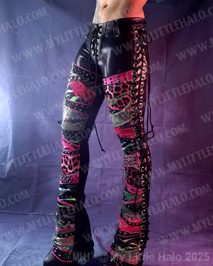 #5 Pink Leopard/Green Zebra Lace Up Bootcuts (03-24-01-00-15)