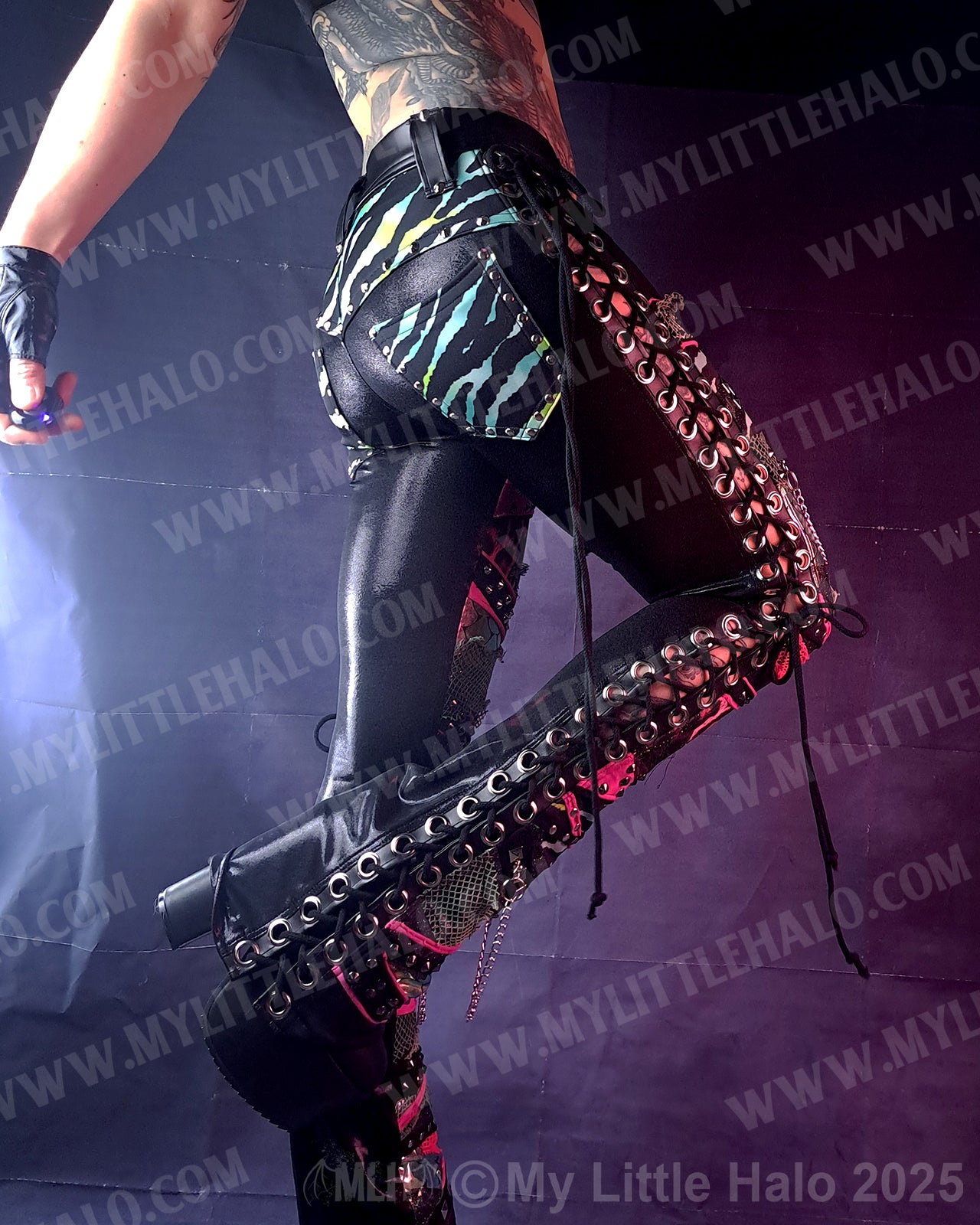 #5 Pink Leopard/Green Zebra Lace Up Bootcuts (03-24-01-00-15)