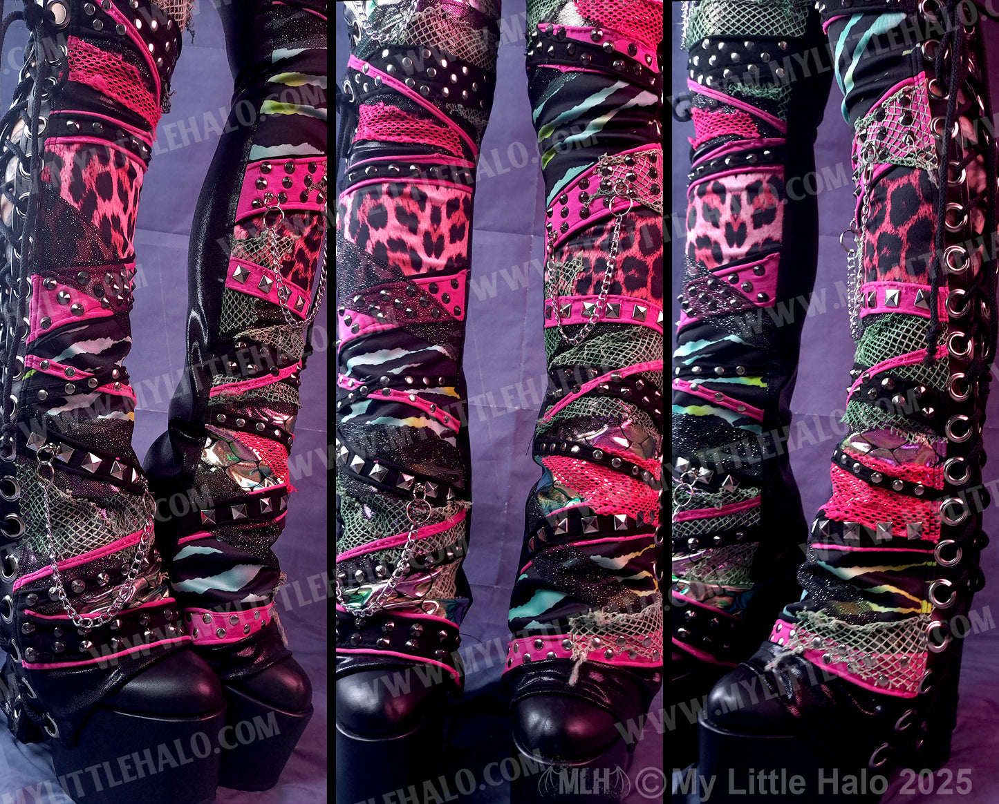 #5 Pink Leopard/Green Zebra Lace Up Bootcuts (03-24-01-00-15)