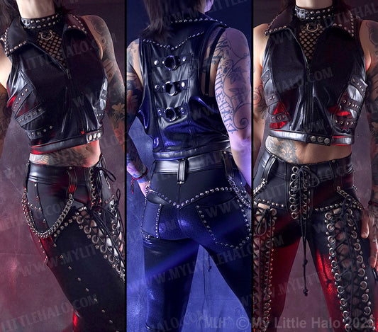 #6 Black Cropped O-ring Vest