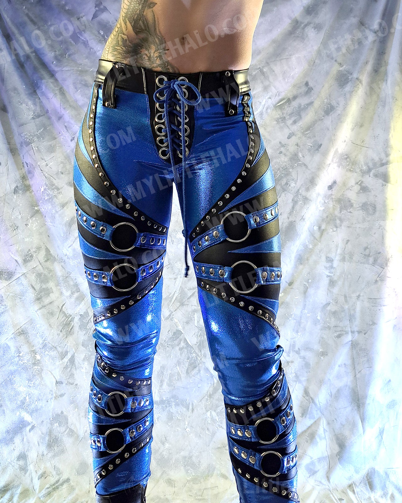 #6 Black & Blue O-ring Skinny Pants