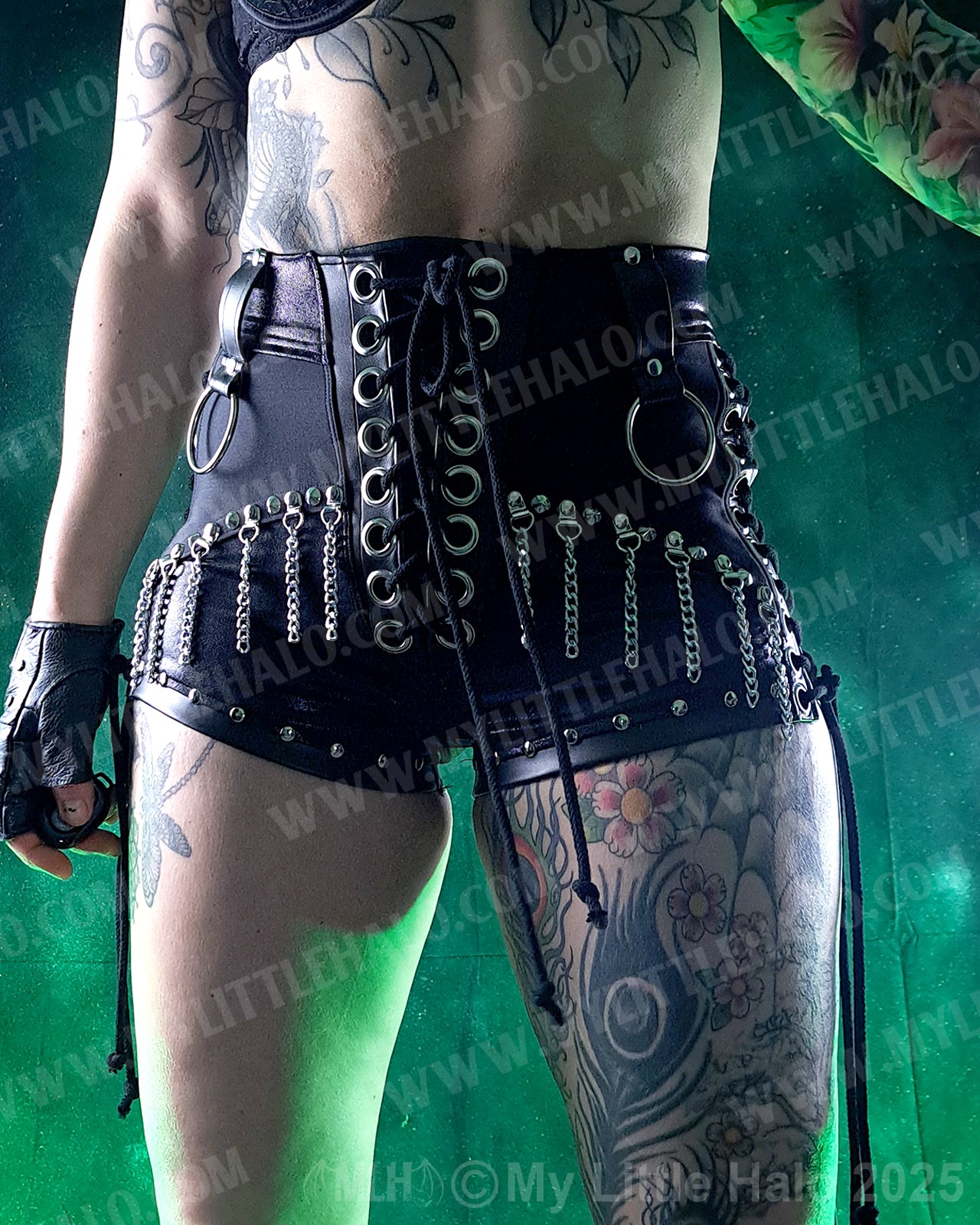 #6 Chain Fringed Lace up Hotpants