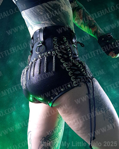 #6 Chain Fringed Lace up Hotpants