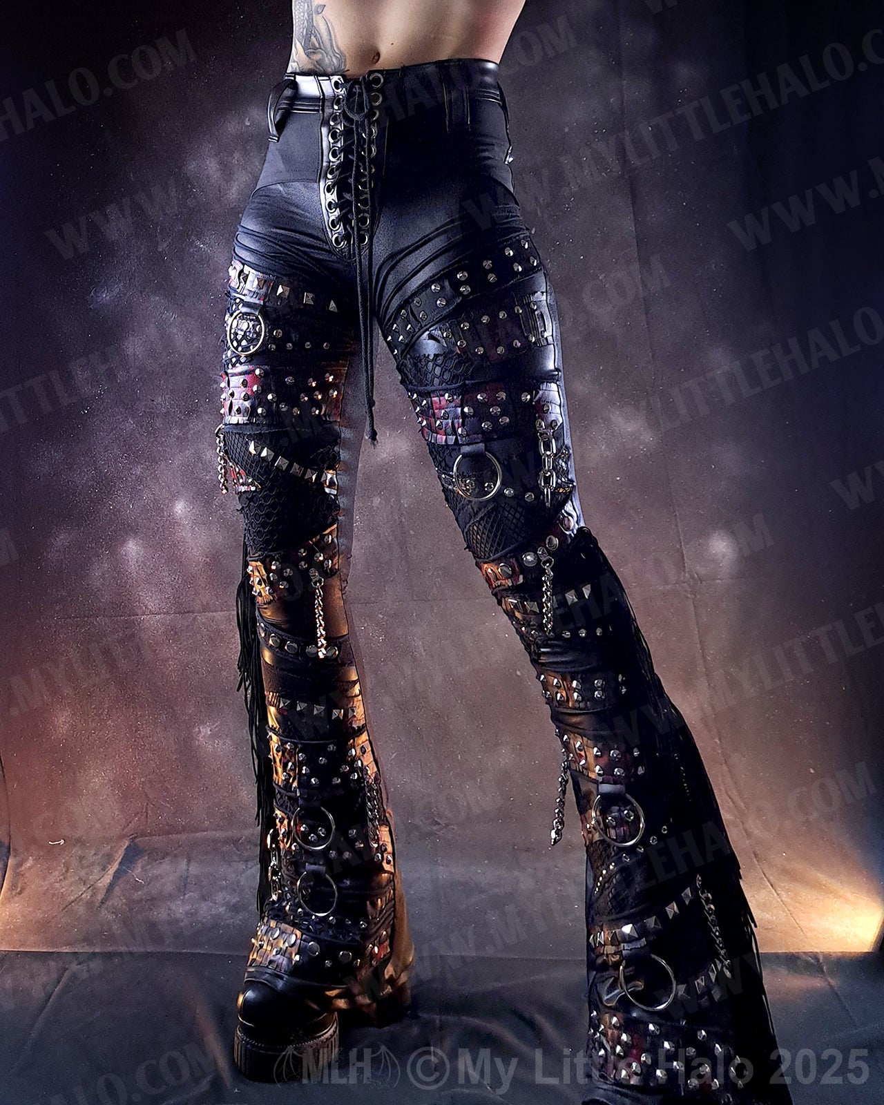 #6 High Waisted Blood Splatter Gothic Flares