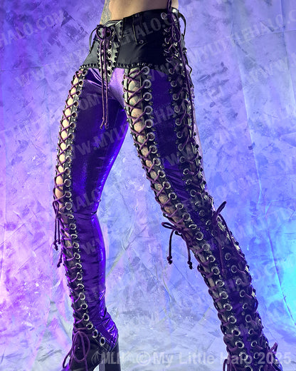 #6 Purple Double Lace up Pants