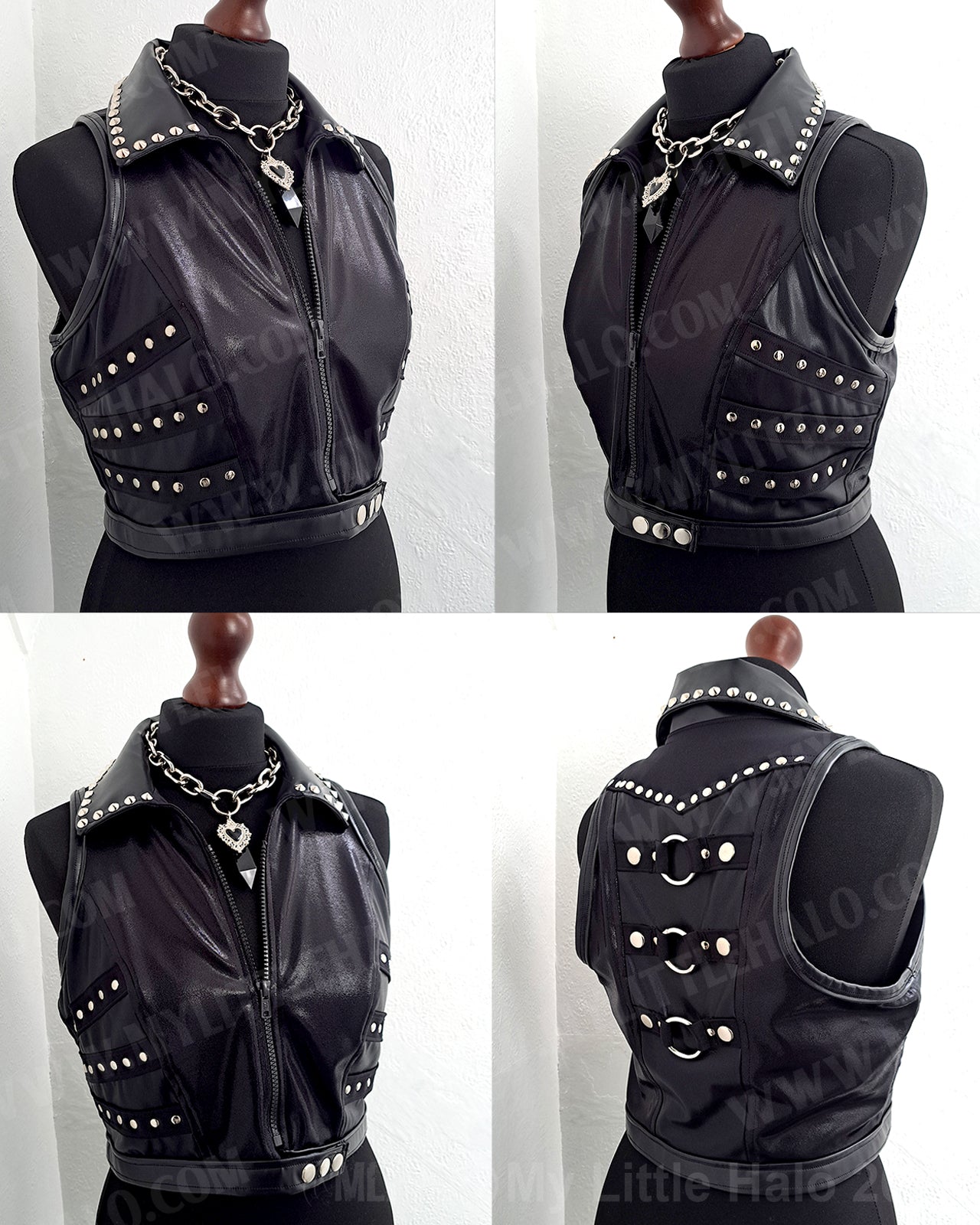 #6 Black Cropped O-ring Vest
