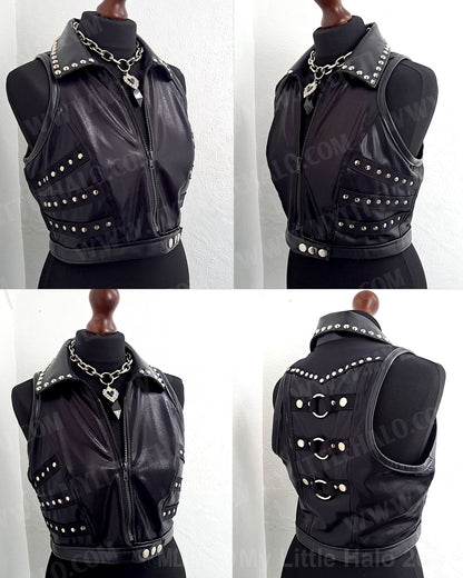 #6 Black Cropped O-ring Vest