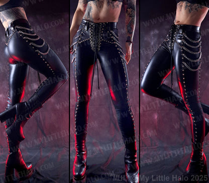 #7 High Waisted Wet Look Chain Pants