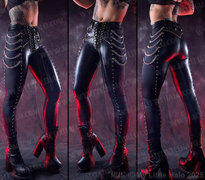 #7 High Waisted Wet Look Chain Pants