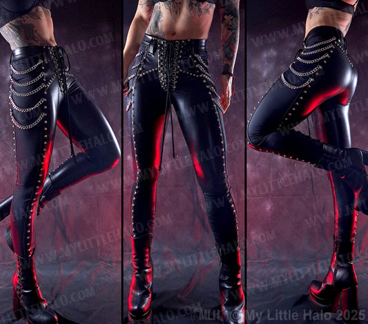 #7 High Waisted Wet Look Chain Pants