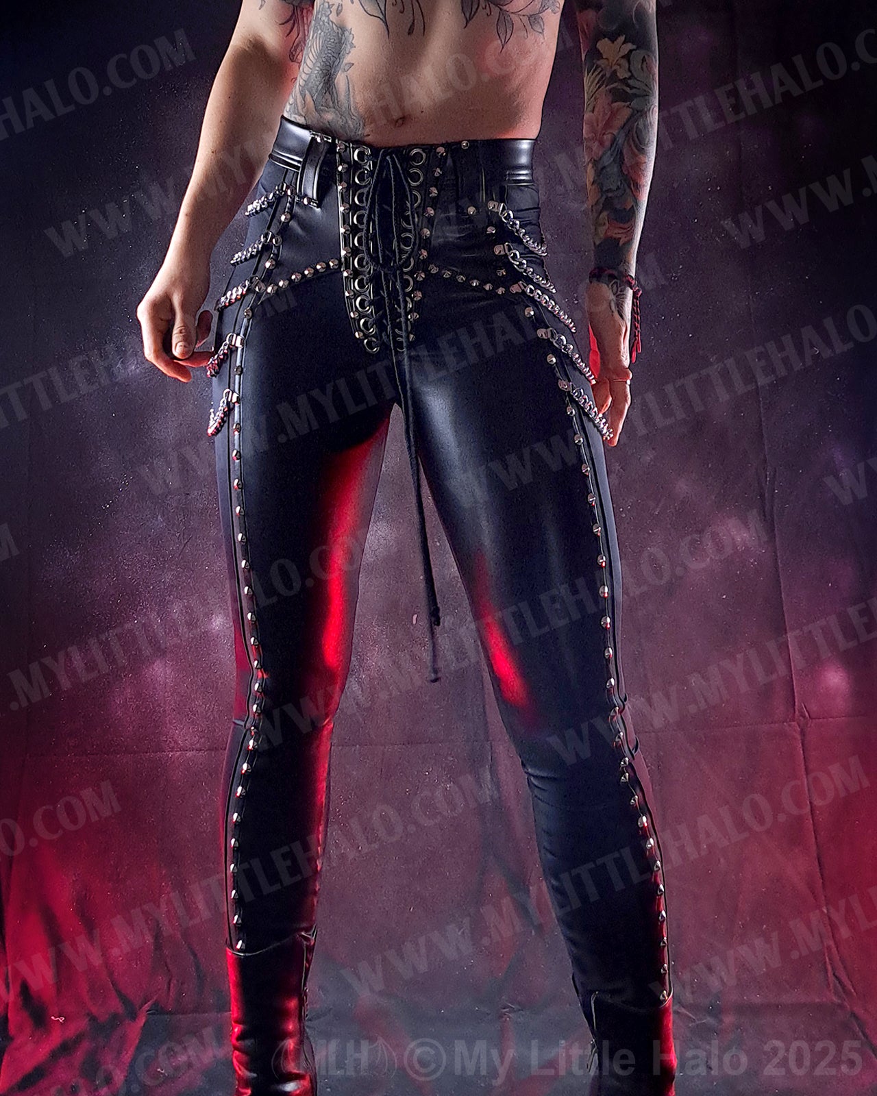 #7 High Waisted Wet Look Chain Pants