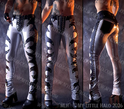 Silver & Black Wave Rhinestone Pants #7
