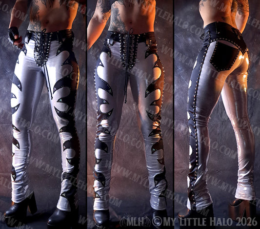 Silver & Black Wave Rhinestone Pants #7