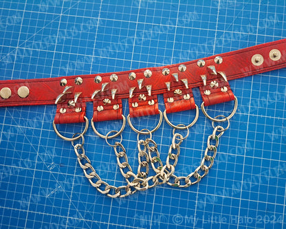 #7 Red D-Ring Claw Spike & Chain Choker (4-01-00-26)