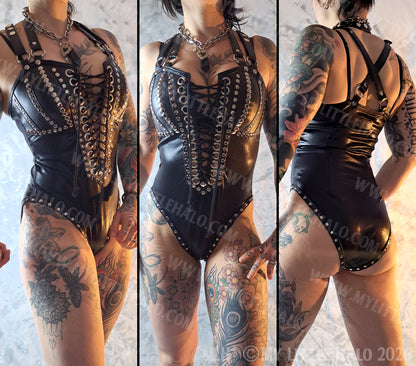 Black Lace up Bodysuit #8