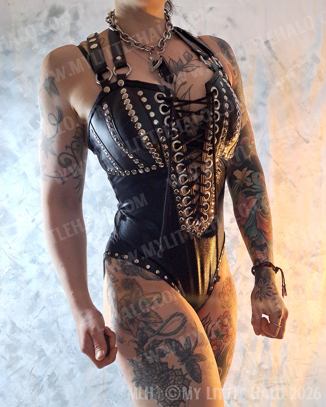 Black Lace up Bodysuit #8