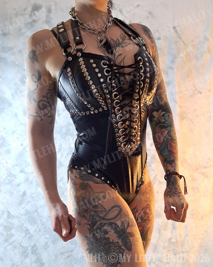 Black Lace up Bodysuit #8