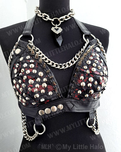 #8 Blood Splatter gothic Spiked Bikini Top