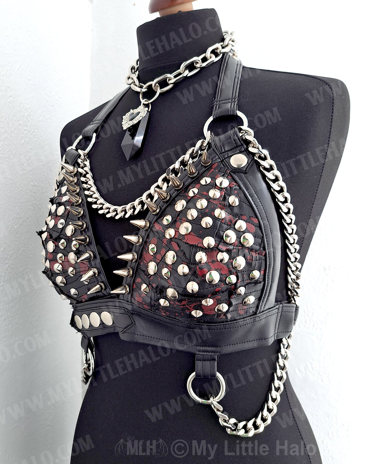 #8 Blood Splatter gothic Spiked Bikini Top