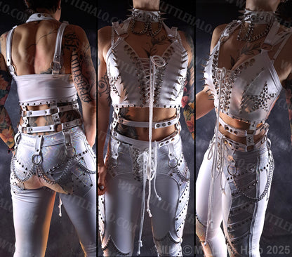 Spiked White Stars & Harness Straps Bustier #8