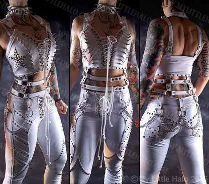 Spiked White Stars & Harness Straps Bustier #8