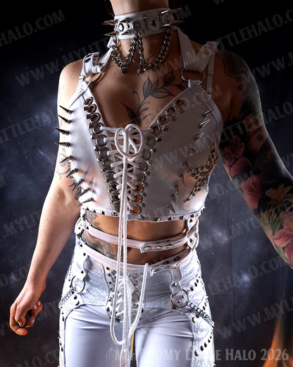 Spiked White Stars & Harness Straps Bustier #8