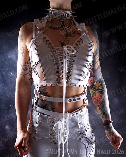 Spiked White Stars & Harness Straps Bustier #8