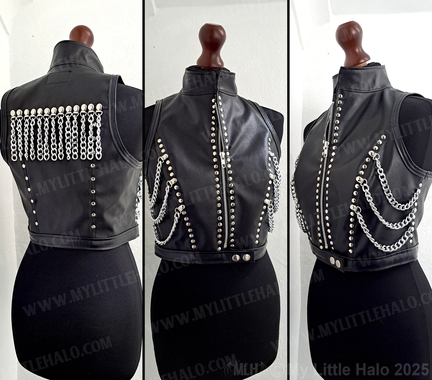 #8 Black Cropped Sleeveless Mini Jacket