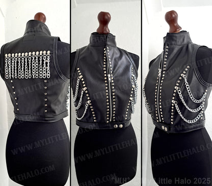 #8 Black Cropped Sleeveless Mini Jacket