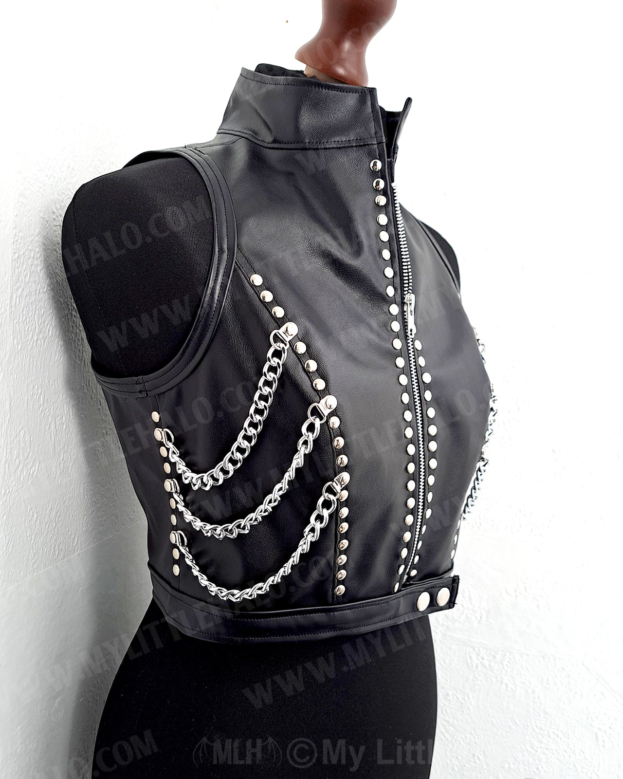 #8 Black Cropped Sleeveless Mini Jacket