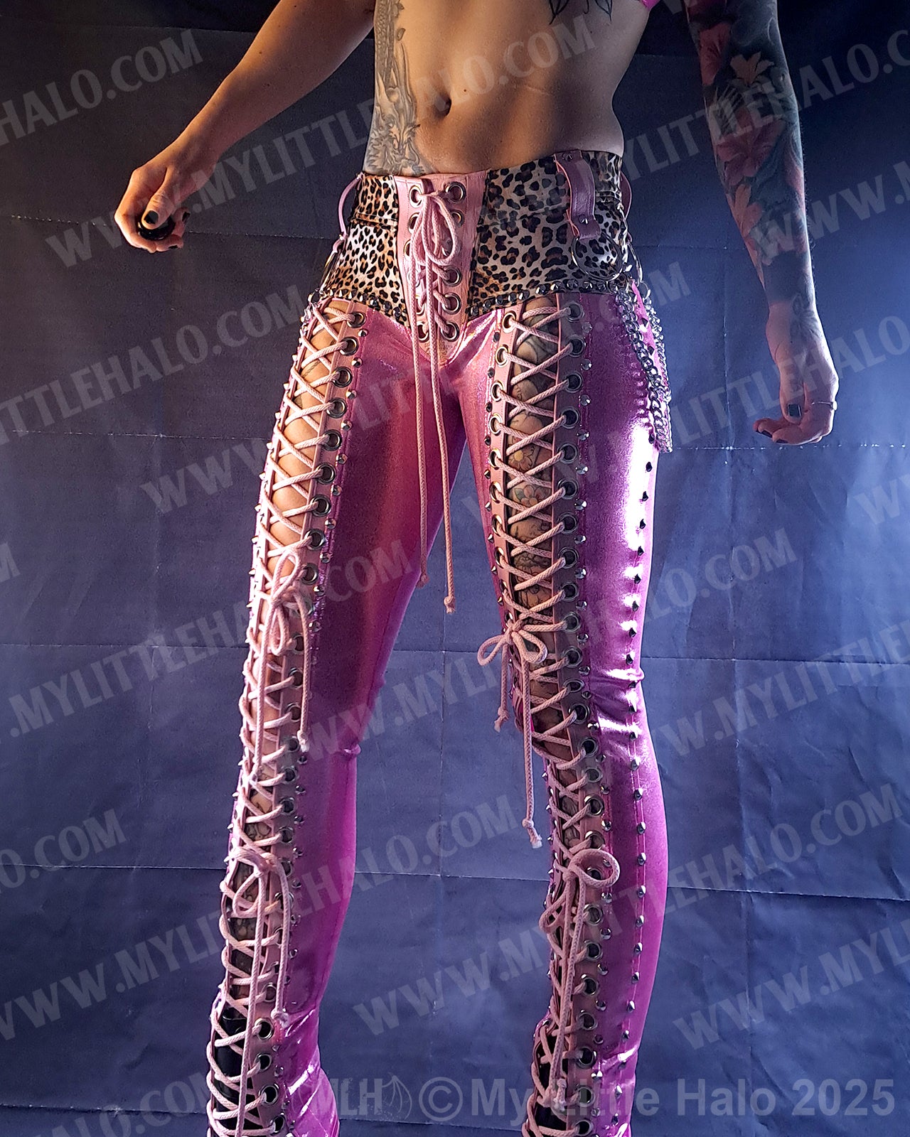 #8 Pink Candy & Cheetah Front Lace up Skinnies (03-25-01-1-08)
