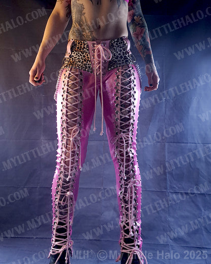#8 Pink Candy & Cheetah Front Lace up Skinnies (03-25-01-1-08)
