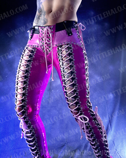 #9 Pink & Black Double Lace up Pants