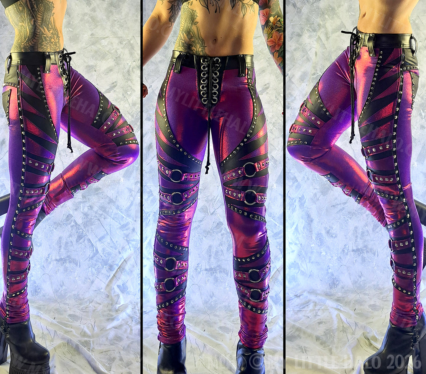 Claret & Black O-ring Skinny Pants #9