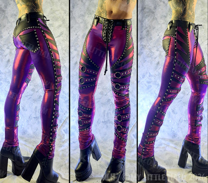 Claret & Black O-ring Skinny Pants #9