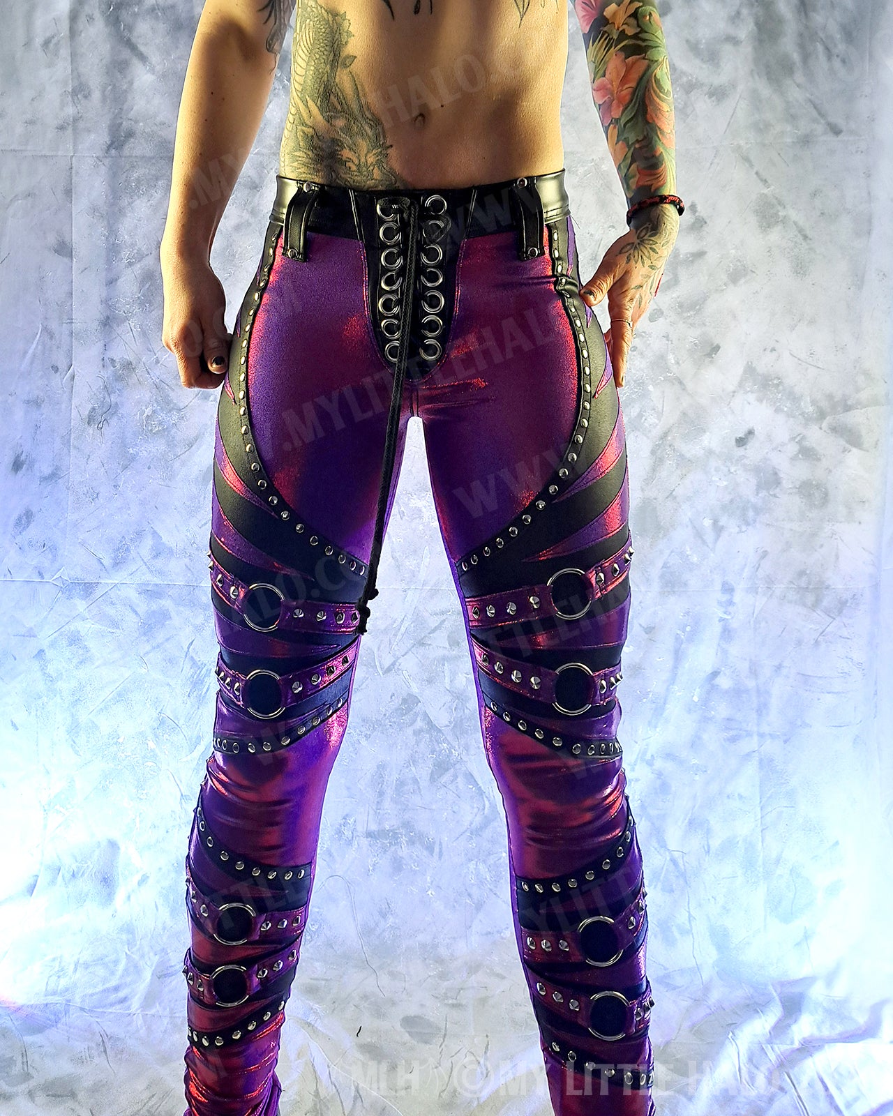 Claret & Black O-ring Skinny Pants #9