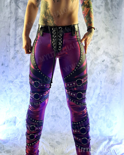 Claret & Black O-ring Skinny Pants #9