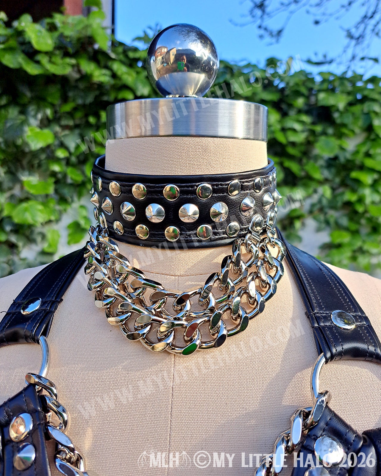 Black Heavy Metal 3 Piece Set - Bikini Top, High Waist Shorts & Choker