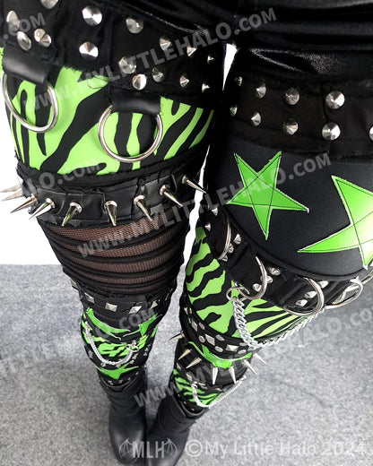 Green Zebra, Star & Spiked Leggings