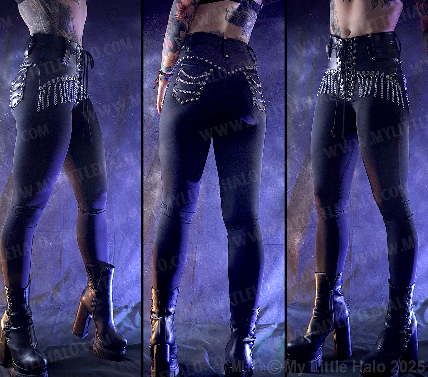 High Waisted Chain Fringe Rock Pants