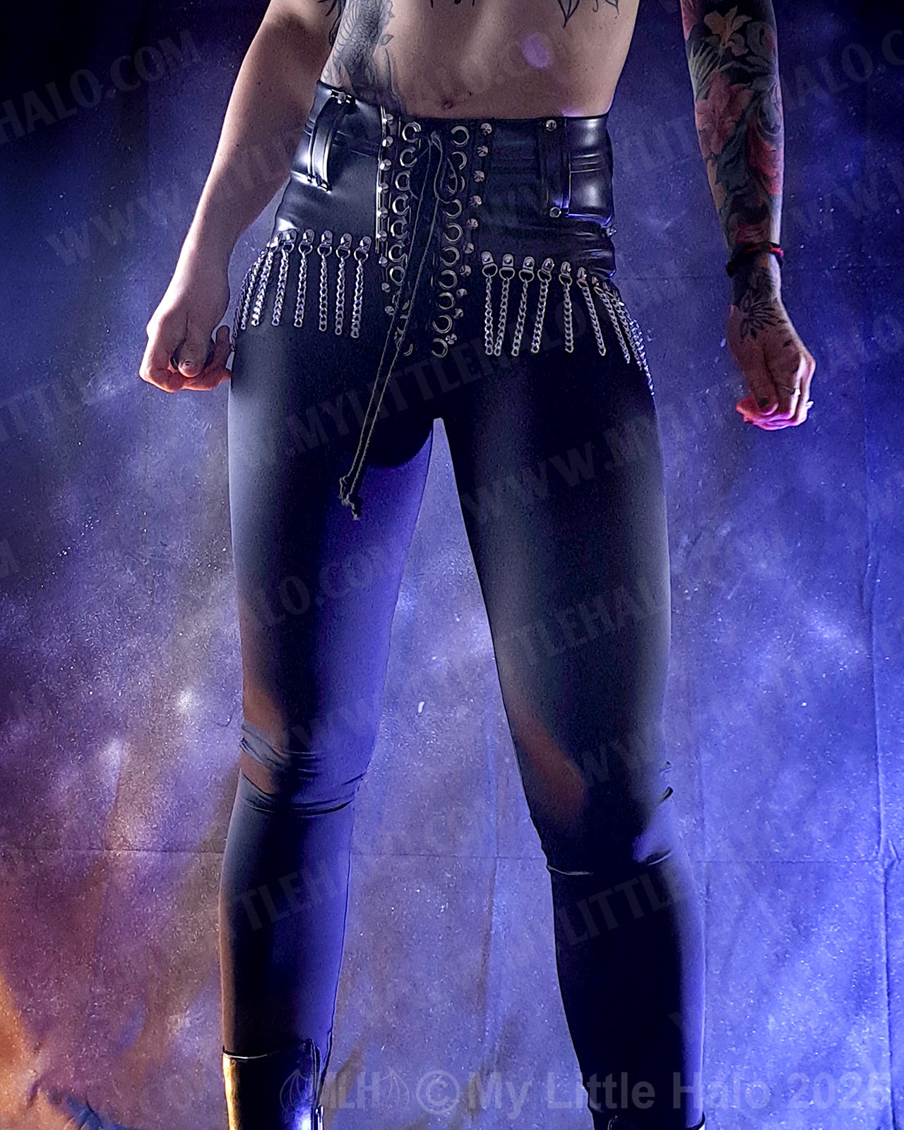High Waisted Chain Fringe Rock Pants