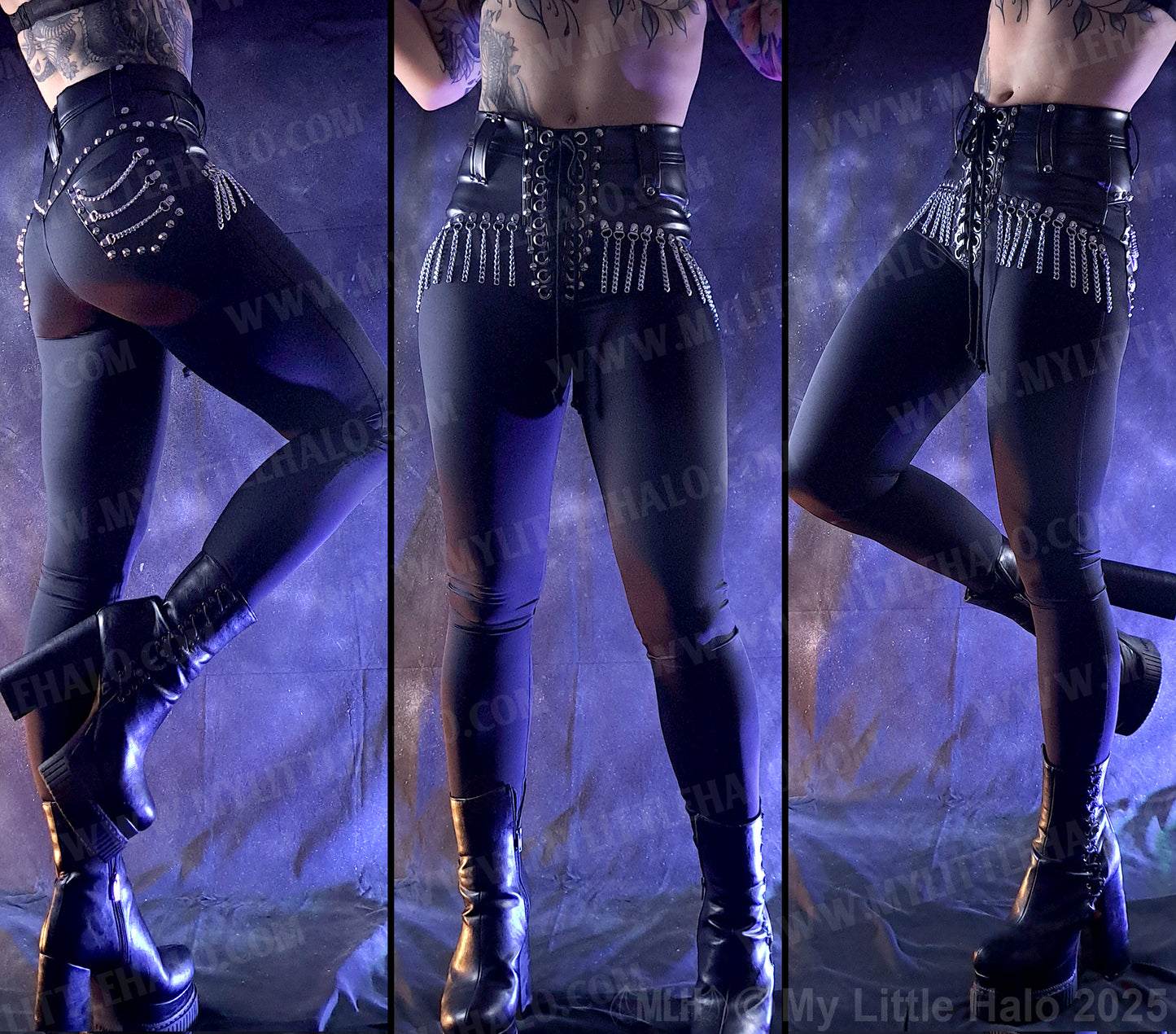 High Waisted Chain Fringe Rock Pants