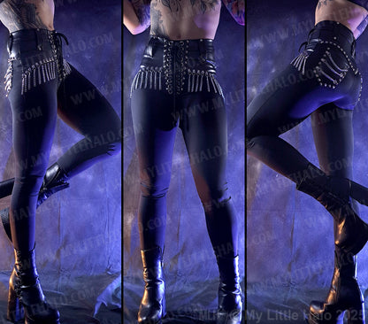 High Waisted Chain Fringe Rock Pants