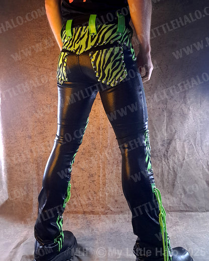 Men's Green Zebra & Star Straight Leg Pants (25-02-3-06)