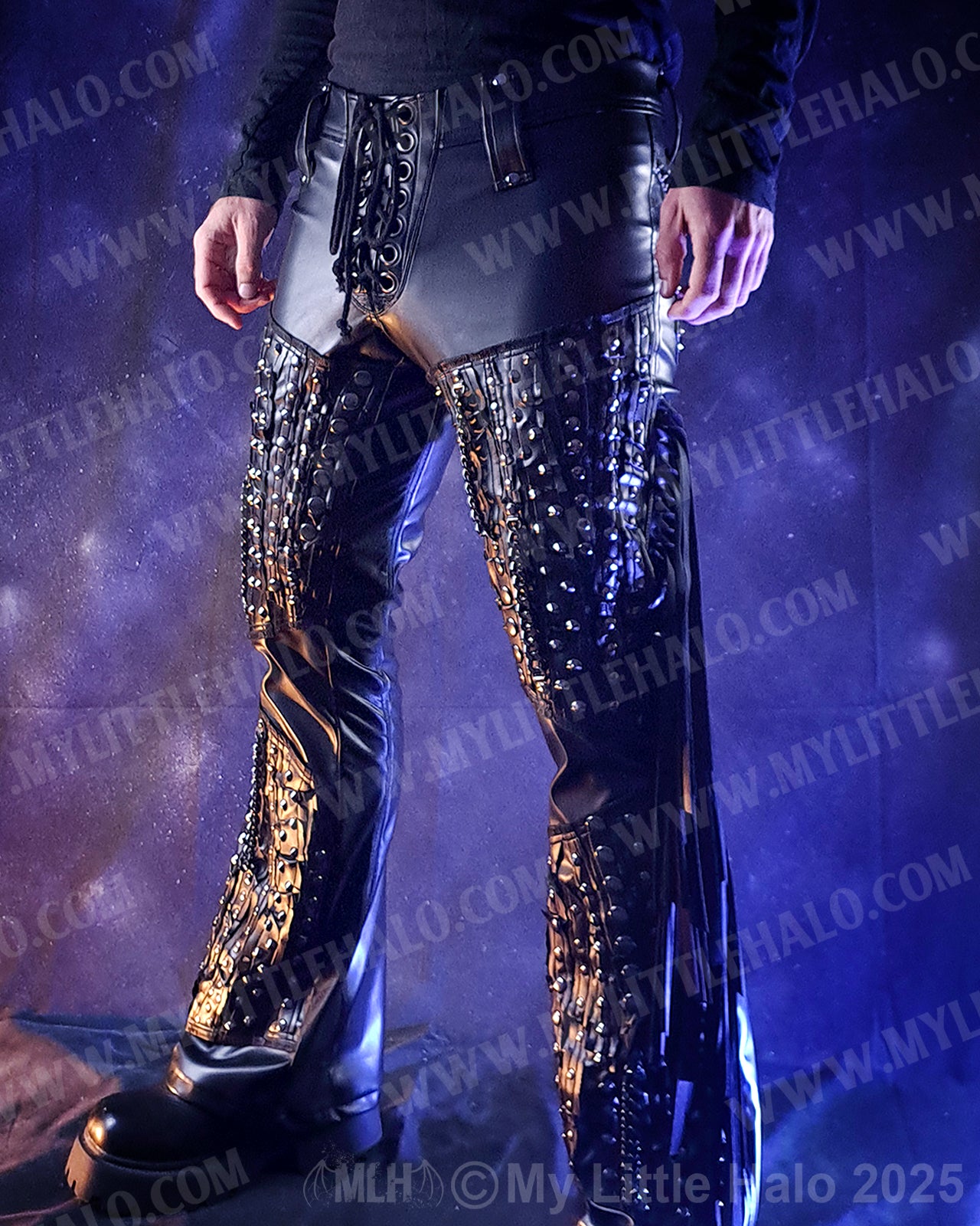 Men’s Boot Cut Studded Heavy Metal Pants