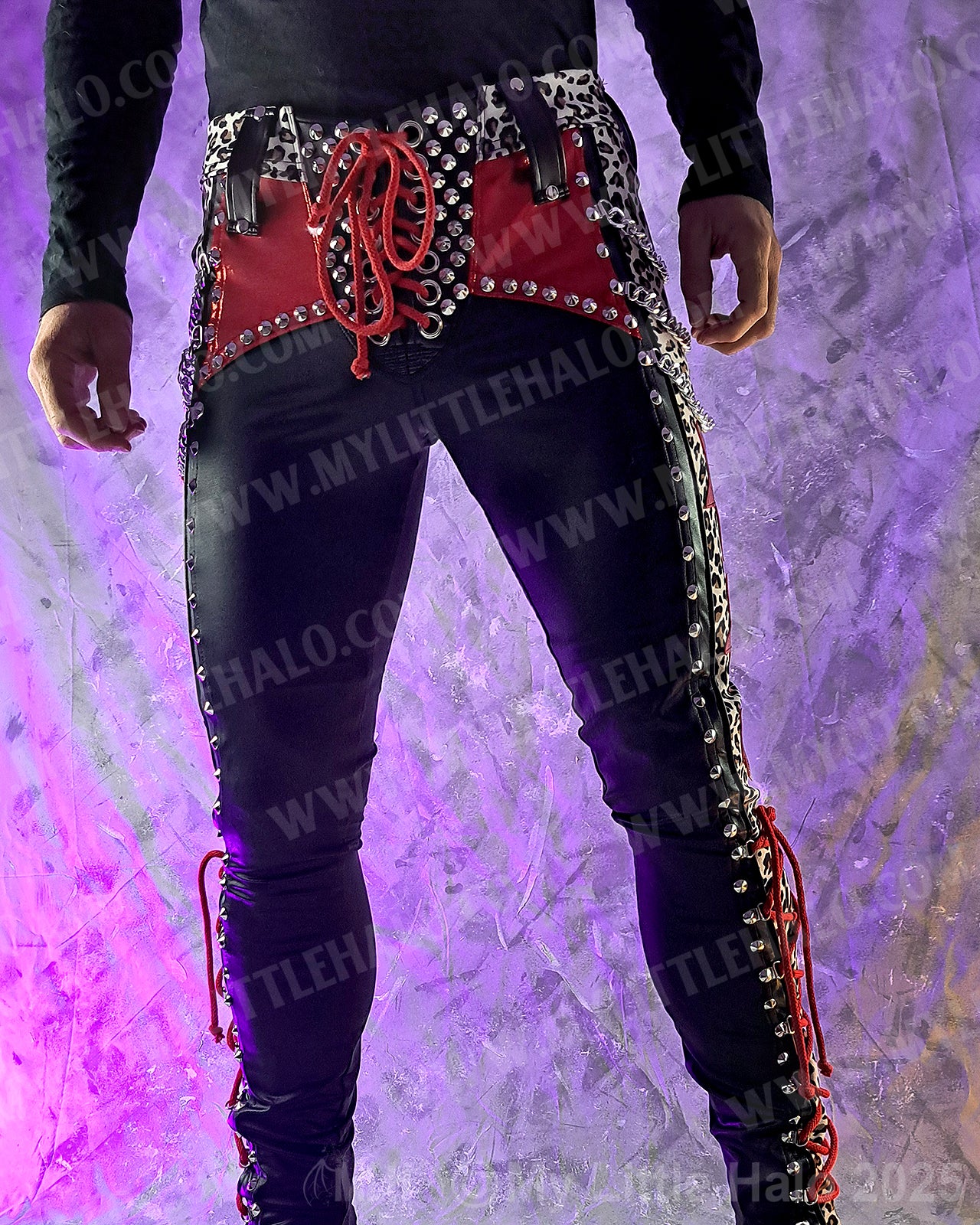 Men’s Cheetah Print, Star & Chains Glam Pants